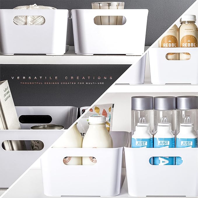 BINO | Plastic Storage Bins, Large - 4 Pack, White | THE SOHO COLLECTION | Pantry Organizers and Storage Containers Fridge Organizer Bins Kitchen Cabinet Organizer Medicine Cabinet Bin - Image 4