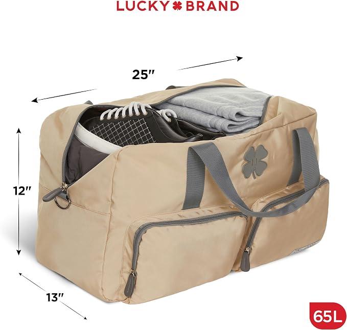 Lucky Brand Large Duffle Bag for Travel, Foldable Weekender Duffel bag | Travel Overnight Duffel bag, Adjustable Shoulder Strap, Front Zip Pockets, Spacious Capacity, Unisex Lightweight Travel Bag - Image 2
