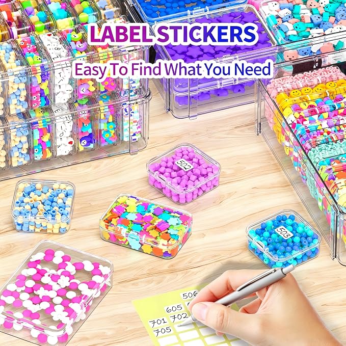 Stackable Bead Storage Organizer, 88 Small Plastic Containers with Lids, 4-Layer Clear Bead Organizer Box, 3 Sizes, Portable, for Jewelry and Crafts - Image 4
