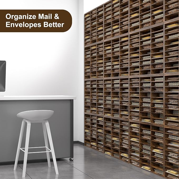 Alpeir Classroom Mailbox 27 Slots with Removable Shelves, Rustic Brown | Hold 13500 Sheets Paper, Heavy Duty, Easily Assemble, Teacher Student Organization, For Classroom, Office Home Countertop - Image 8