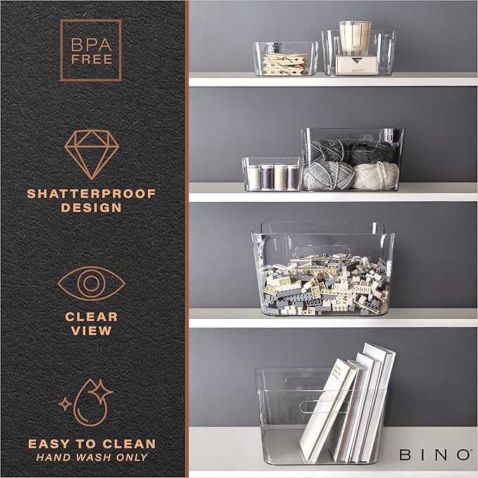 BINO | Plastic Storage Bins, Large - 2 Pack, Clear | THE SOHO COLLECTION | Pantry Organizers and Storage Containers | Fridge Organizer Bins | Kitchen Cabinet Organizer | Medicine Cabinet Bin - Image 7