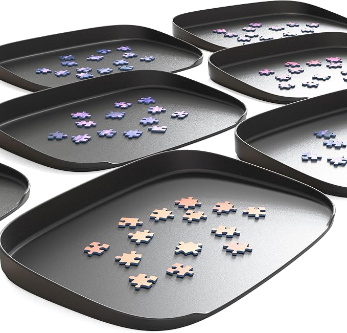 Puzzle Sorting Trays - Set of 6 - Up to 1500 Pieces - Unique Stackable Jigsaw Trays with Box Display Design - Premium Jigsaw Accessory by Puzzlup