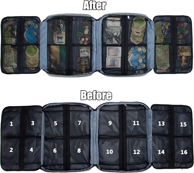 Board Game Carrying Case with 18 Pockets for Board Games, Pieces, Tokens, Cards and More, Expandable Board Game Storage Solution for Travel, Party, Gathering - Image 2