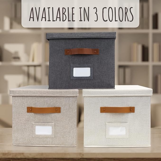 ZICOTO Decorative File Organizer Box Set of 2 and Photo Storage Boxes with Lids Bundle - Perfect to Safely Store Your Pictures, Documents, Scrapbooking Supplies, Keepsakes and Other Memories in Style - Image 3