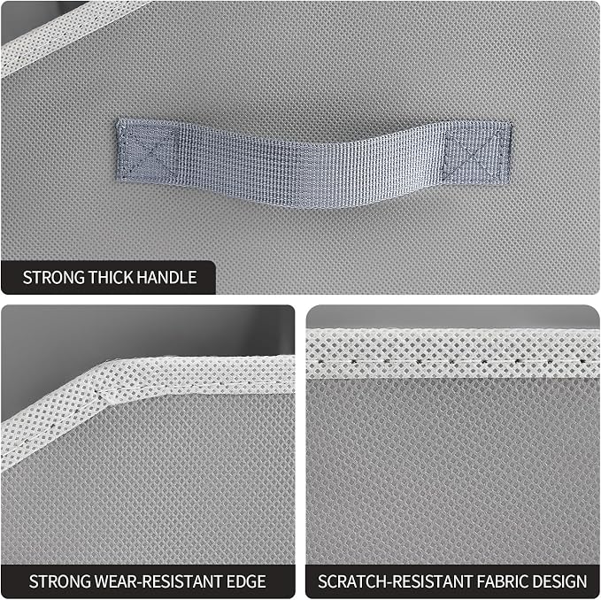 Trapezoid Storage Baskets for Shelves - Large Fabric Baskets for Organizing, Foldable Storage Bin with Handles, Cube Storage Organizer Bins for Clothes, Blankets, 4 Pack, Grey - Image 7