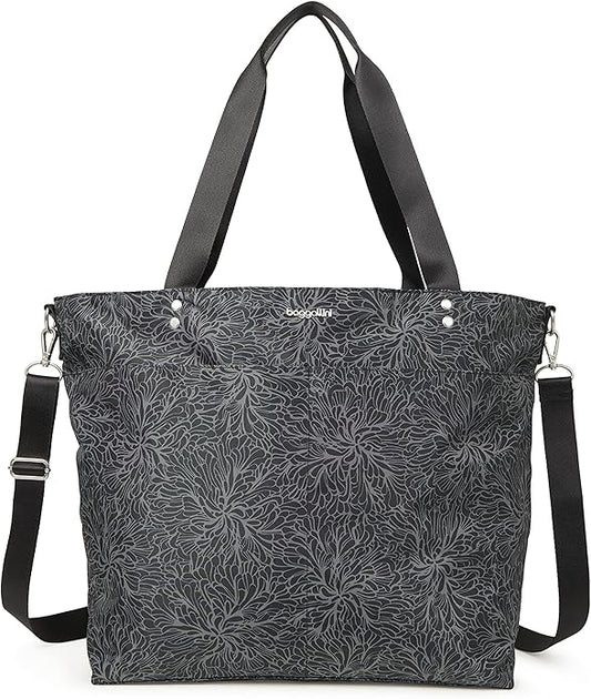 Baggallini Carryall Tote - Lightweight Nylon Zipper Top Weekender Travel Beach Bag w/Luggage Sleeve by baggallini