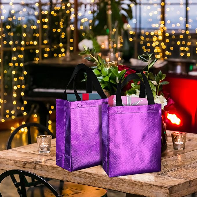 BLEWINDZ 100 Medium Reusable Gift Bags with Handles - Ideal Party Favors & Shopping Bags (10 Colors) - Image 3