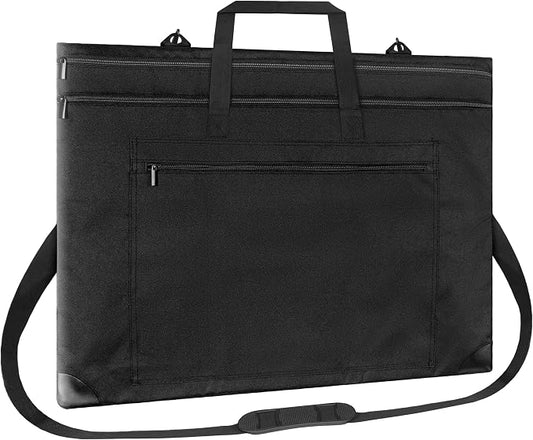 ZKOO Light Weight Art Portfolio Bag, 24x36 Artist Canvas Case with Detachable Shoulder Strap, Leather Corners, Art Portfolio Case for Artwork, Poster, Sketching, and Drawing (24" x 36" Black) by ZKOO