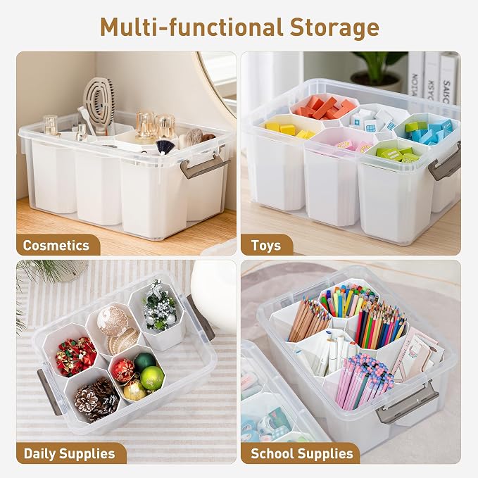 Citylife 17 QT Plastic Storage Bins Clear Storage Box with Lids Multipurpose Stackable Storage Containers for Organizing Tool, Craft, Crayon, 2 Packs - Image 8