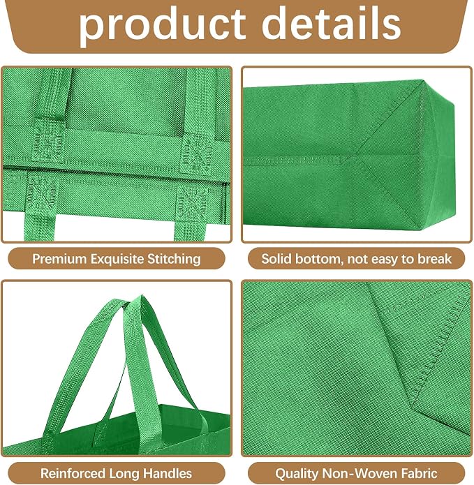 Reusable Grocery Bags 12.6 * 6.3 * 11.8 in - Non Woven Totes Bag with Reinforced Handles, Shopping Bags Bulk - Image 3