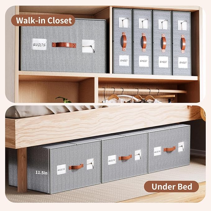 EE-RoomWorld 2 Pack Large Storage Bags for Comforters & Blankets, 70L Heavy-Duty blanket Organizers with Reinforced Walls ，Foldable 21"x18"x11" Space-Saving Design for Bedding Storage & sheet storage - Image 6