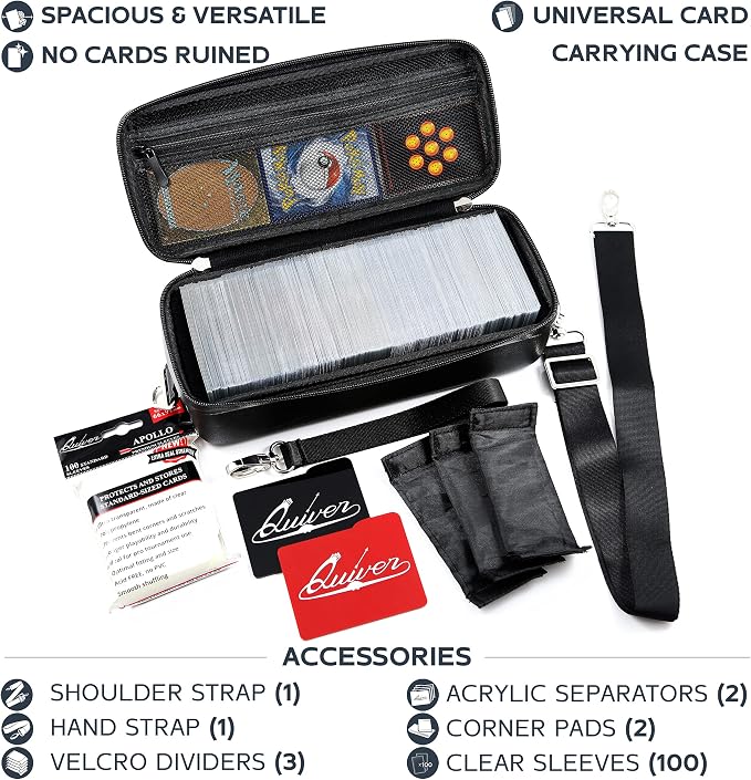 Black Bolt Card Carrying Case fits PM Cards and other TCG Games - Storage Bag for Playing/Trading Cards and Deck Box (Straps, Dividers & 100 Apollo Card Sleeves) | Fits 800+ cards, PU leather, adjustable velcro dividers, shoulder strap, 100 Apollo slee... - Image 3