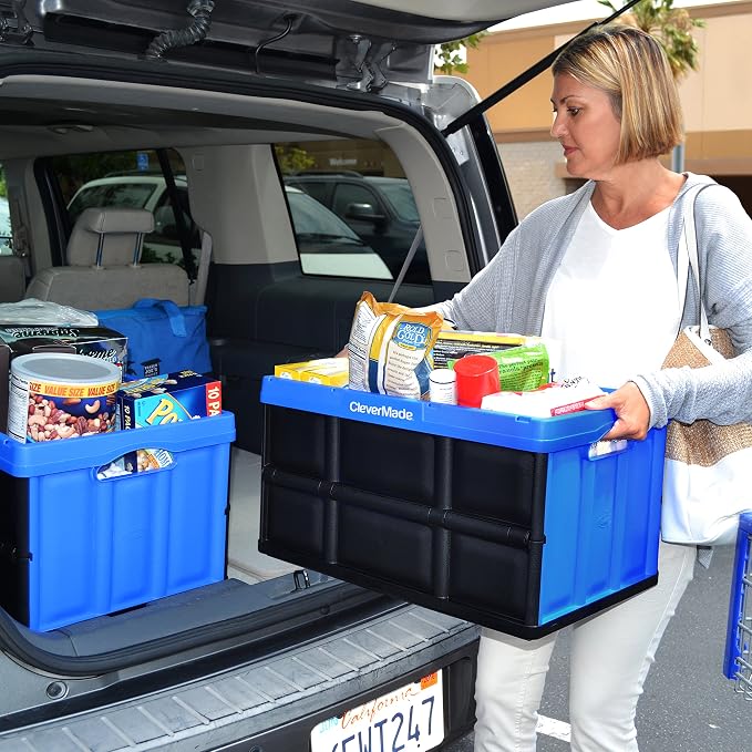 CleverMade CleverCrates 62 Liter Collapsible Storage Bin/Container: Solid Wall Utility Basket/Tote, Royal Blue - Image 5