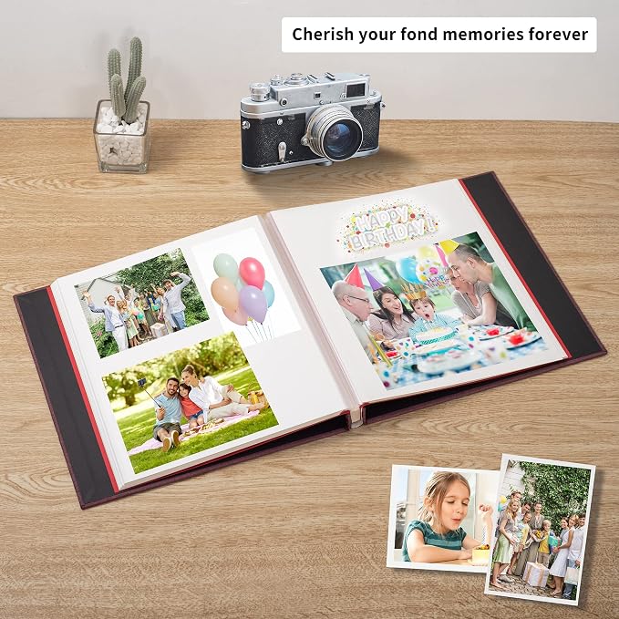 Large Photo Album Self Adhesive 4x6 8x10 10x12 13"x12.8" Magnetic Scrapbook Album 12.6"x11" Inch 40 Pages Linen Cover DIY Photo Album with A Metallic Pen and DIY Stickers(Purple) - Image 2