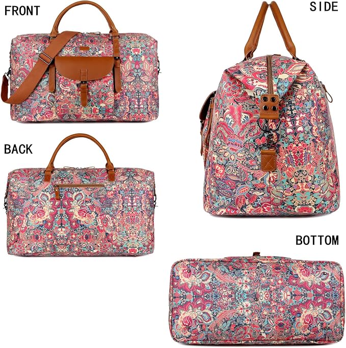 Oversized Pretty Women's Travel Duffel Bag 52L Weekend bag Weekender Overnight Carry on Luggage HB-15 (HS) - Image 2