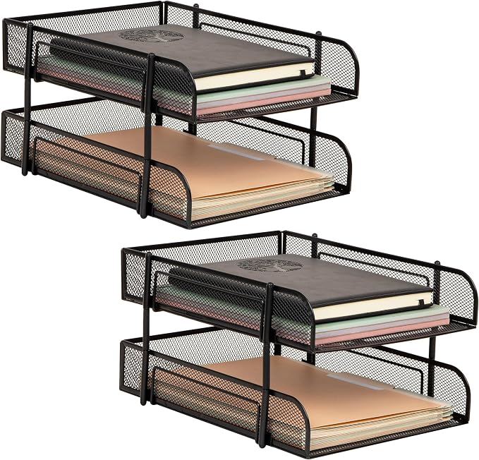 Mind Reader Paper Tray, Desk Organizer, Stackable, Storage, Office, Metal Mesh, 10.5" L x 13.25" W x 7.5" H, Black (Pack of 12) by MindReader