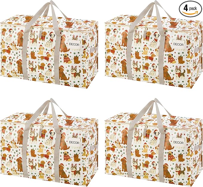 VENO 4 Pack Heavy Duty Moving Bags, Extra Large Storage Bags with Reinforced Handles & Strong Zippers, Foldable & Reusable Moving Box Alternative for Clothes & Dorm Storage by Veno
