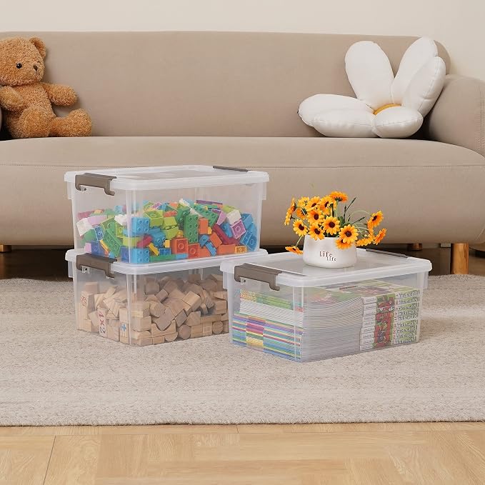 Citylife 17 QT Plastic Storage Bins with Latching Lids Stackable Storage Containers for Organizing Large Clear Storage Box for Garage, Closet, Kitchen, 8 Packs - Image 2