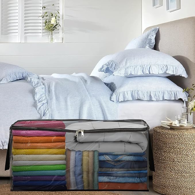 Covers & all Clear Storage Bag, 90 litres Large size, Heavy Duty 20 mil Clear PVC fabric, Multi-purpose Organizer with zipper and handles (23”L x 17"W x 14"H, Pack of 10) - Image 6