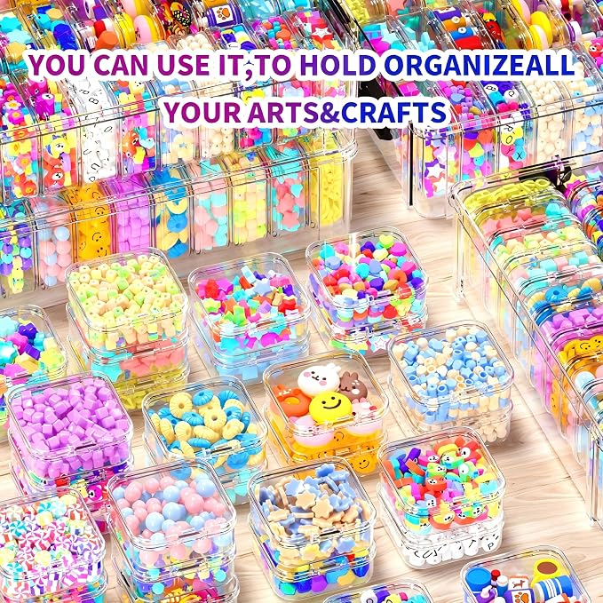 Bead Organizer Box 120 Pcs, 4-Tier Large Capacity Stackable Bead Storage Containers, Portable Plastic Craft Organizers for Jewelry Making, Bracelets, DIY, Nail Art Charms - Image 5