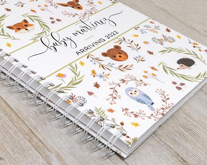 Personalized Pregnancy Journal - Hardcover Pregnancy Memory Book Customized with Baby’s Name, Nickname or Phrase - Prompted Journal for New Moms (Woodsy Friends) - Image 2