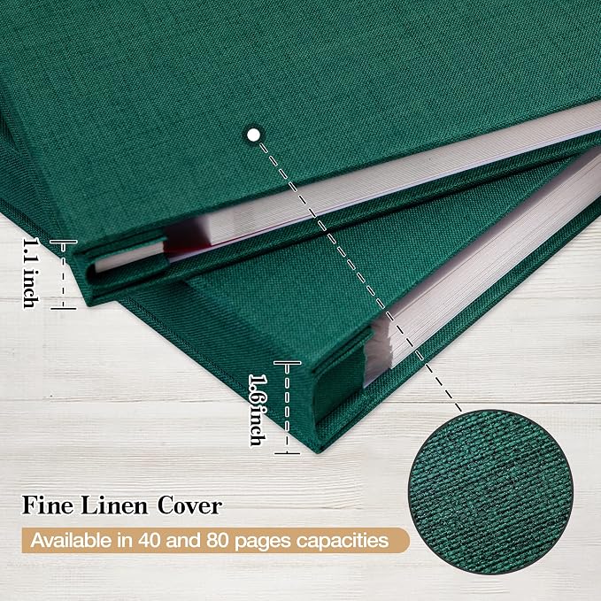 Large Self Adhesive Photo Album 80 Pages, Linen cover, Dark Green | Photo Album Self Adhesive 4x6 5x7 8x10 Pictures, Linen Cover DIY Scrapbook Albums for Family, Wedding, Baby, Anniversary - Image 5