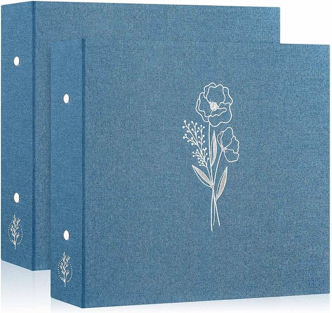 Lanpn Scrapbook Photo Album 12x12 2 Packs, Linen Cover Archival Acid Free Top Load 3 Ring Binder Folder Photo Book 12 x 12 with 30 Plastic Sleeves 60 Pages Blue by Lanpn
