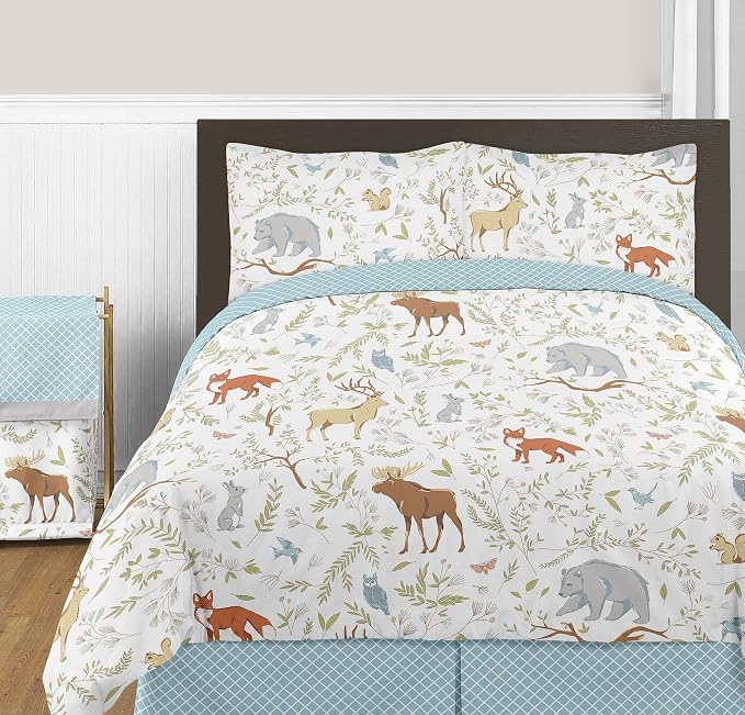 Sweet Jojo Designs Woodland Animal Toile Foldable Fabric Storage Cube Bins Boxes Organizer Toys Kids Baby Childrens for Collection Set of 2 - Image 6