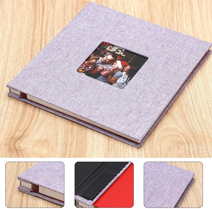 Sieral 4 Pcs Large Photo Album 10.6 x 11" Self Adhesive Scrapbook Album for 4x6 5x7 8x10 Pictures 40 Pages DIY Linen Cover Memory Photo Book for Family Travel Wedding Gifts (Light Color) - Image 3