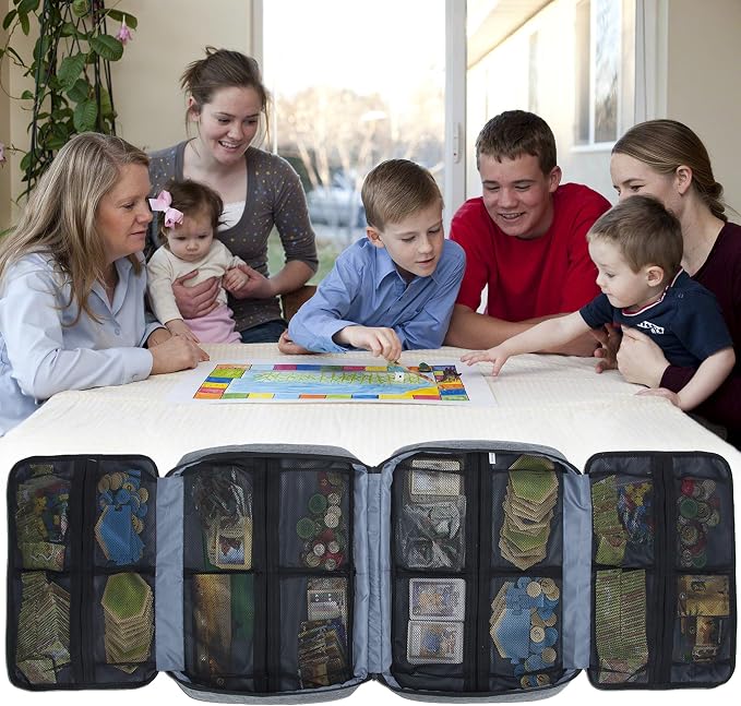 Board Game Carrying Case with 18 Pockets for Board Games, Pieces, Tokens, Cards and More, Expandable Board Game Storage Solution for Travel, Party, Gathering - Image 6