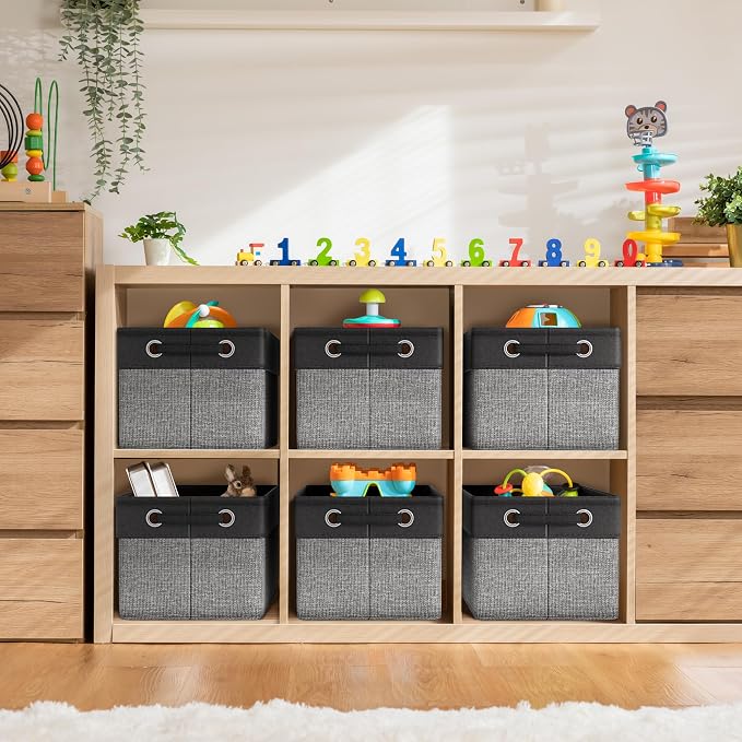 Sorbus Fabric Storage Bins for Shelves - 15 Inch Sturdy Collapsible Storage Bins with 2 Handles, Foldable Baskets for Organizing Home, Closets, Shelf, Toys, Clothes, Large Decorative Storage Baskets - Image 6