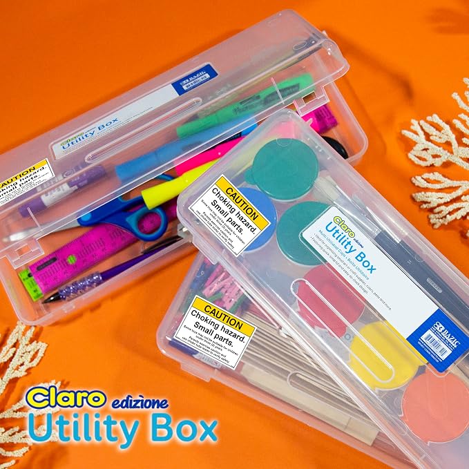 BAZIC PRODUCTS Clear Ruler-Length Pencil Box, 12-Case | 13 3/8 x 5 3/8 x 2 1/2 in, snap-latch lid for long supplies - Image 6
