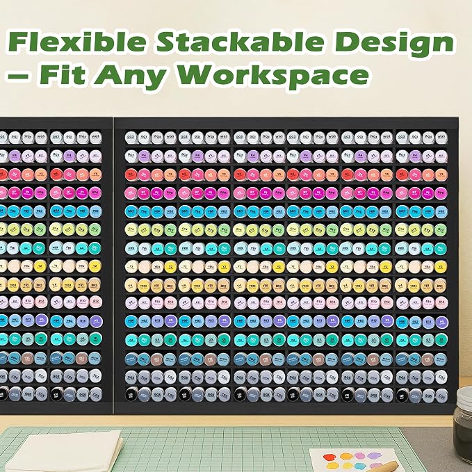 PROLEE Markers Organizer with 90 Compartments for 360 Marker Storage Art Pens Storage Rack,Watercolor Brushes Pens Alcohol Marker Holder for Desk Organizer - Image 6