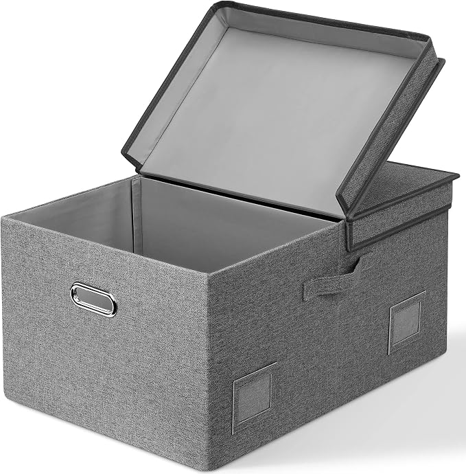 Graciadeco 75 Quarts Extra Large Decorative Storage Bins with Lids, 1 Pack Gray Collapsible Storage Bins with Lids, Stackable Storage Bins Decorative Box Storage With Lid Extra Large | 75 Quarts 1 Pack Gray1 Collapsible Stackable Linen Fabric 4 Handles... by GraciadecoStorage