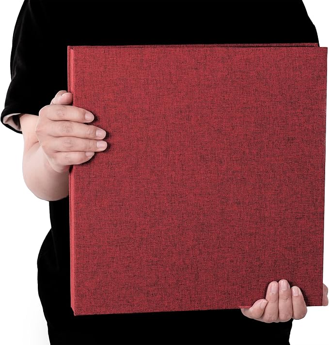 Super Large Photo Album Self Adhesive Scrapbook Album for 4×6 5×7 8×10 10×12 or Bigger Pictures DIY Magnetic Linen Cover Album 80Sheets/160Pages DIY Photo Album(Red) - Image 5