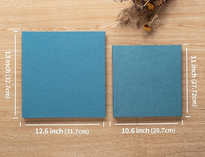 Large Photo Album Self Adhesive 4x6 8x10 10x12 13"x12.8" Magnetic Scrapbook Album 12.6"x11" Inch 40 Pages Linen Cover DIY Photo Album with A Metallic Pen and DIY Stickers(Sky Blue) - Image 5