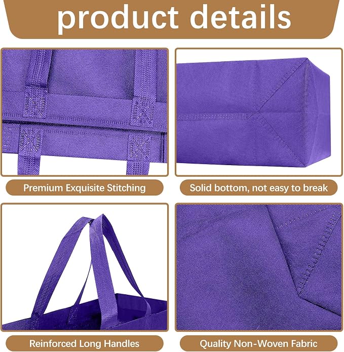Reusable Grocery Bags 12.6 * 6.3 * 11.8 in - Non Woven Totes Bag with Reinforced Handles, Shopping Bags Bulk - Image 3