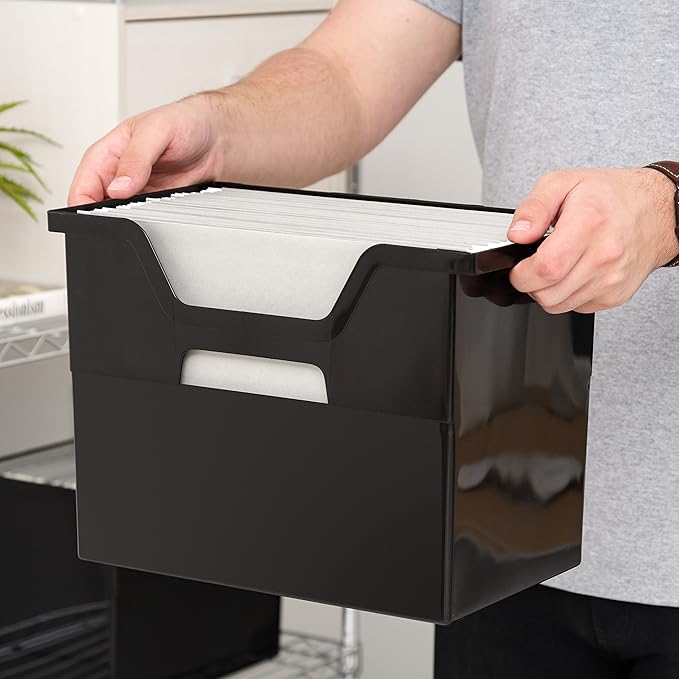 IRIS USA 4-Pack Large Desktop File Box with Open Lid, Black | Organize classroom papers, lesson plans and supplies with portable storage for teachers, schools and educators - Image 6
