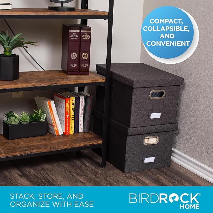 Internet's Best Collapsible File Storage Organizer | Decorative Linen Filing & Storage Office Box | Letter/Legal | Grey - Image 5