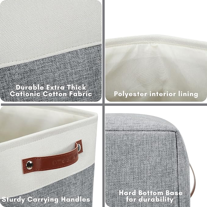 DECOMOMO Extra Large Storage Baskets, 54.5L Fabric Storage Bins 3 Pack | XXXL Storage Baskets for Shelves, Linen Closet Organizers (Slate Grey & White,17" x 13" x 15" ) - Image 6