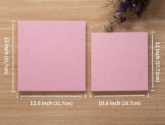 Large Photo Album Self Adhesive 4x6 8x10 10x12 13"x12.8" Magnetic Scrapbook Album 12.6"x11" Inch 60 Sticky Pages Linen Cover DIY Photo Album with A Metallic Pen and DIY Stickers(Pink) - Image 6