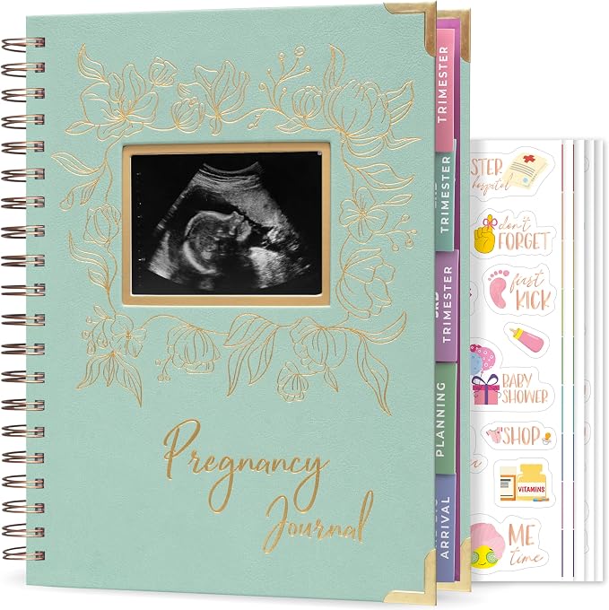 Clever Fox Pregnancy Journal, Expecting First Time Mom Planner Mint Cream | SonoFrame edition, Organized pregnancy & baby diary with weekly countdown calendars & checklists, memory book 9 x 10.5 in by CleverFox