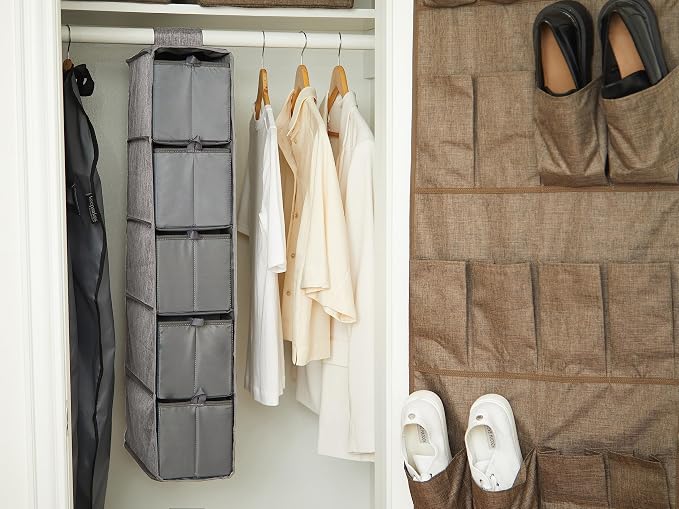 Covermates Hanging Shoe Organizer Set, 7" W x 13.5" D x 34" H, Grey Heather | durable polyester construction, removable trays, 3-year warranty - Image 5