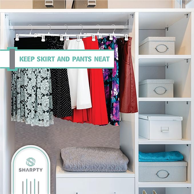Pant & Skirt Hangers - Closet Hangers for Shorts, Shirts, Jeans, Dresses, Slacks, Coats, Clothes, Clothing, Garments & More - Durable, Space Saving & Non-Slip, White - 25 Pack - Image 2