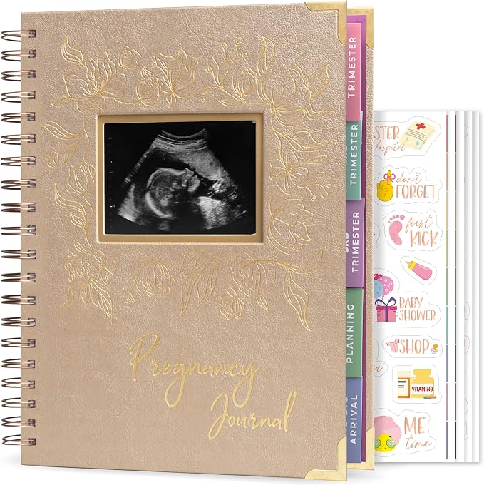 Clever Fox Pregnancy Journal, Expecting First Time Mom Planner Pearl | SonoFrame edition, Organized pregnancy & baby diary with weekly countdown calendars & checklists, memory book 9 x 10.5 in by CleverFox