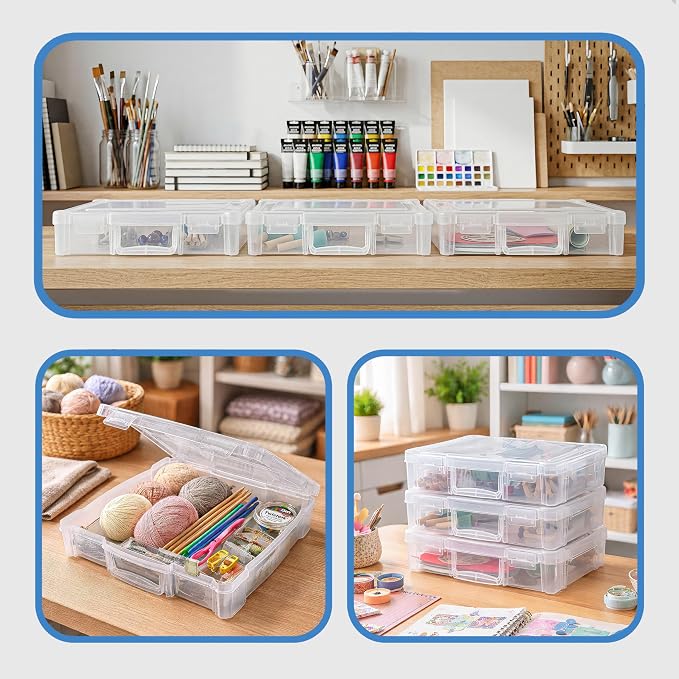 ArtBin 6913ZZ 12" x 12" Portable Art & Craft Organizer with Handle 3-Pack, [3] Plastic Storage Cases, Clear - Image 10