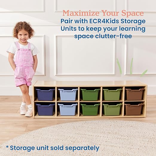 ECR4Kids Scoop Front Storage Bins, Multipurpose Organization, Earthtone, 10-Piece | Durable plastic, GREENGUARD Gold Certified, 1.2 gallon capacity, lightweight & nestable, built-in handle, classroom/home use - Image 5