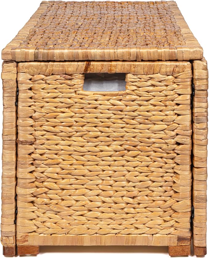happimess HPM9005A Anada Wicker Weave 30" Storage Trunk, Wooden Frame/Water Hyacinth, Farmhouse, Transitional, Coastal, Rustic for Office, Dorm Room, Living-Room, Bedroom, Dining-Room, Natural | Solid Mahogany Construction, Collapsible Folds Flat, Remo... - Image 12