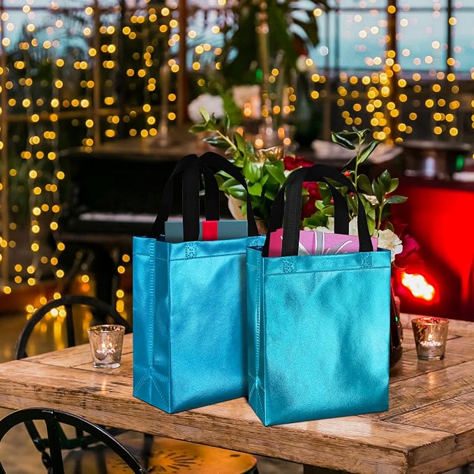 BLEWINDZ 100 Medium Reusable Gift Bags with Handles - Ideal Party Favors & Shopping Bags (10 Colors) - Image 4