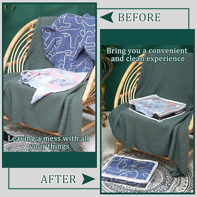 6pcs Clear Zippered Storage Bag Plastic Individual Sweater Storage Bag with Zipper Label Closet Clothing Organizer for Blanket Clothes Bed Sheet Comforter Quilt Pillow(15.7 x 13.7 x 3.9 Inch) - Image 6